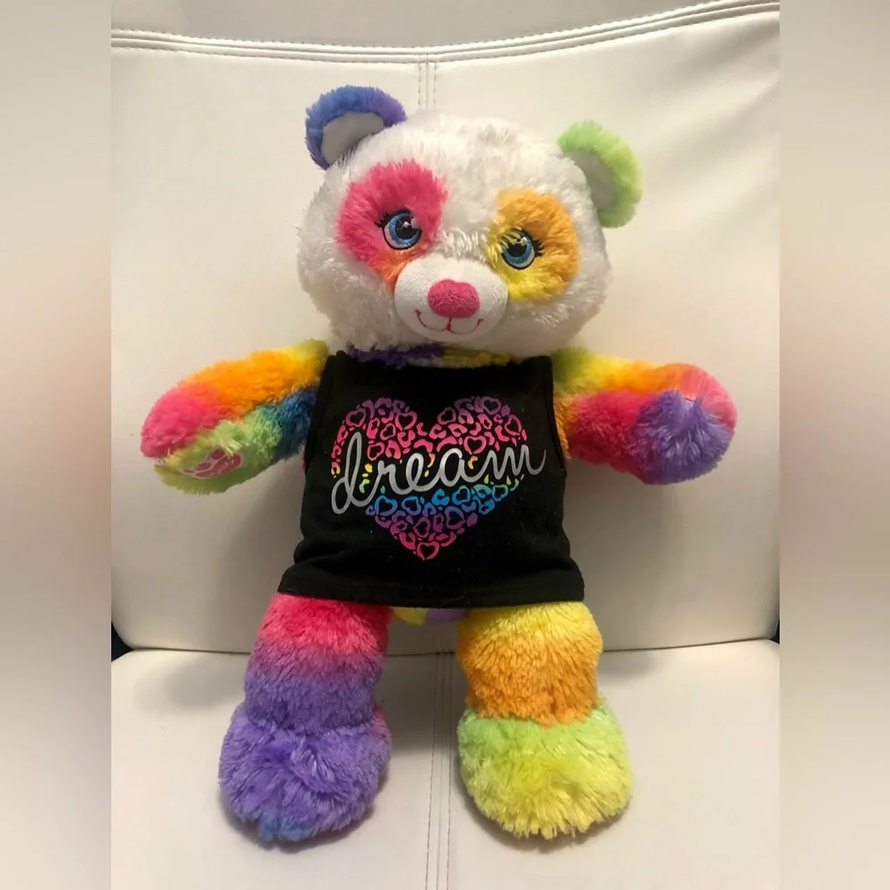 Build a Bear  BAB Rainbow Panda Bear Pop of Color 15" Plush Stuffed Animal Toy - Picture 7 of 8